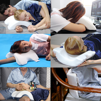 Oreiller de couple en mousse à mémoire de forme tissée pour dormeurs latéraux, avec repose-bras arqué et trou pour le bras, amovible et lavable