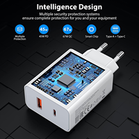 Enchufe DE LA UE portátil USB A y Tipo C 67W Cargador súper rápido con cable tipo C 6A para Redmi Xiaomi USB C PD Carga de teléfono celular