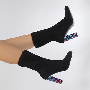 Bottines sexy à talon épais en tissu élastique pour femmes - Product Image 3
