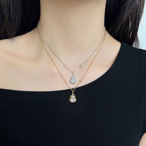 Collier pendentif gourde en argent 925 avec chaîne à maillons au design unique Dylam, serti de zircone cubique 5A, pour femmes, accessoires quotidiens, bijoux - Product Image 2