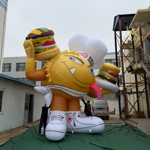 Mascotte géante gonflable de serveur de hamburger de 6 m de haut pour la publicité des magasins de restauration rapide - Product Image 3