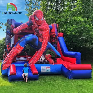 商業用インフレータブルバウンサースパイダーマンインフレータブルジャンプ弾む城スーパーヒーローバウンスハウスコンボキッズパーティー用スライド付き