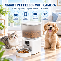 Distributeur automatique de nourriture pour animaux de compagnie QKEE avec double caméra, surveillance à distance via application WiFi, conversation vocale, interaction laser, alimentation programmée