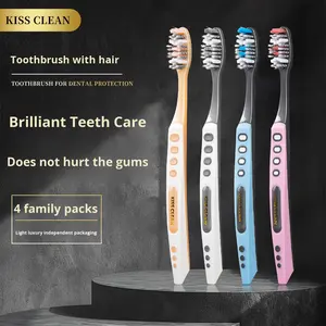 Brosse à dents pour adulte en plastique Brosse à dents propre Manche en caoutchouc Brosse à dents pour adulte à poils moyens doux - Product Image 2