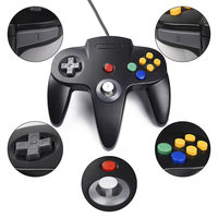 Control de Videojuegos N64 USB Multicolor al por Mayor con Motor de Vibración Gamepad con Cable para Joystick de Consola Nintendo N64