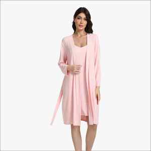 Batas Rosas Personalizadas, Ropa de Dormir Suave para Mujer, Bata Clásica de Modal Sólido para Mujer, Conjunto de Ropa de Estar Elegante, Pijamas de Bambú - Product Image 2