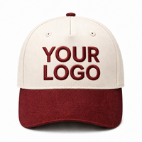 Topi Baseball Bordir Custom Logo 3D Puff Dua Warna 5 Panel Model Dad Hat Topi Personal untuk Pria Wanita Olahraga Luar Ruangan