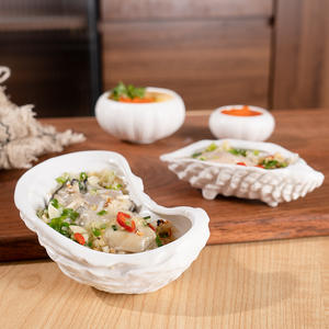 Plats en céramique de fruits de mer blancs Offre Spéciale Assiette créative en forme d'oursin rond pour technique gravée de restaurant et d'hôtel - Product Image 2