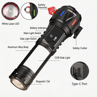 Auto-Notfall Weiße Laser-Taschenlampe Glasbrecher Gurtschneider Magnetisches Warnlicht COB Rot-Blaues Warnlicht