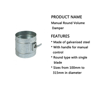 Ventilación galvanizado Manual de acero redondo ajustable Control de volumen de aire amortiguador de cuadrante - Product Image 3