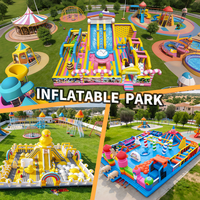 Parcs gonflables commerciaux à grande échelle avec parcours d'obstacles thématiques et toboggans aquatiques pour parcs d'attractions et familles