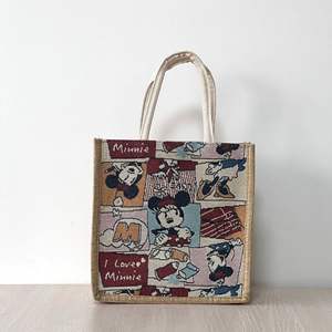 Bolso de mano de lino de alta gama para mujer, con estampado de fresas y lunares, forma cuadrada, cierre de cremallera - Estilo Instagram para exteriores - Product Image 2