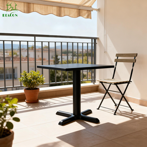 Đồ Nội Thất Sân Vườn Hiện Đại Kim Loại Cầm Tay Màu Đen Gấp Nhà Hàng Bảng Ban Công Thép Không Gỉ Bàn Ăn Cho Ngoài Trời - Product Image 2
