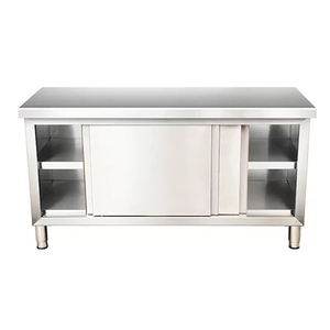 Mesa de Trabajo para Cocina de Acero Inoxidable Premium 201/304, con Doble Armario de Almacenamiento, Mesa de Preparación para Cocina - Product Image 1