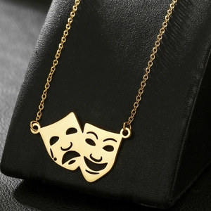 Collana con Ciondolo Maschera Joker Viso Triste e Felice, Catena in Acciaio Inossidabile, Stile Hip-Hop Punk alla Moda per Coppie, Idea Regalo - Product Image 2