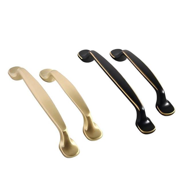 Premium Gold & Black Brass Curved Drawer Handles Cabinet Pulls for Bedroom Cabinetry and Shoe Cabinet  Buffet Furniture Sets