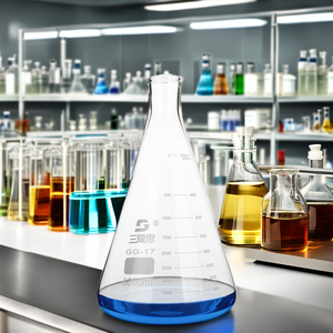 Frasco triangular de vidrio de borosilicato de 5000mL, vaso de precipitados graduado cónico de cuello recto para uso en laboratorio químico, vidrio transparente - Product Image 3