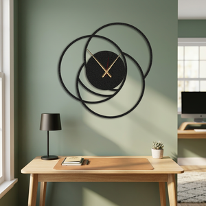 Minimalist Geometric <b>Wall</b> <b>Clock</b> Black Metal Abstract Design Silent Quartz Analog Hanging <b>Clock</b> for <b>Living</b> <b>Room</b> - Product Image 3