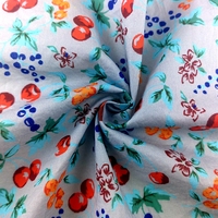 Tissu Popeline Léger 100% Coton Tissé à Imprimé Numérique Motif Fleurs de Cerisier Mignonnes pour Robes et Chemises Femme - Vente en Gros