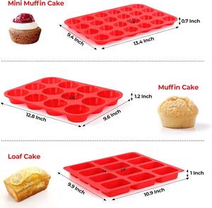 MUYULINS Factory 12/24 Cup LFGB Platinum Grade Non-Stick BPA-Free Standard Silicone Brownie Cupcake Pan Muffin <b>Tin</b> <b>Cake</b> Baking - Product Image 2