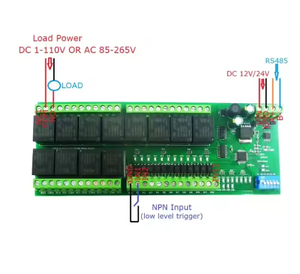 12-دي 12-di DC 12 فولت 24 فولت RS485 IO لوح معزول بصريا إدخال NPN و 12 وحدة خرج تتابع Modbus RTU - Product Image 3