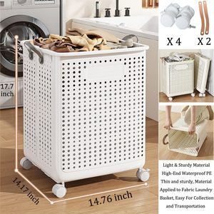 Cesto de Ropa Sucia Plegable de Plástico de 50L/60L, para Ropa y Ropa de Cama, Personalizable, Ecológico, Diseño Moderno para Baño - Product Image 5