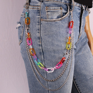 Cadena de cintura unisex de resina transparente con textura de gelatina geométrica y colores de frutas, para uso diario, de un solo lazo. - Product Image 2