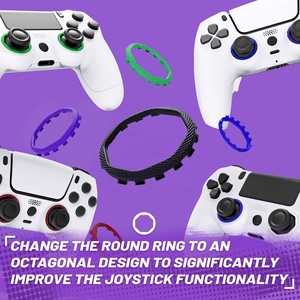 Bâtons octogonaux noirs redessinés avec anneaux d'accentuation pour EXtremeRate PS5 Luna Redesigned et pour PS4 Ghost Redesigned Shell - Product Image 3