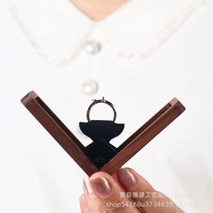 Wooden Jewelry <b>Box</b> Rectangle <b>Vintage</b> Style Ring Storage Gift <b>Box</b> With Rotating Display For Engagement Rings - Product Image 4