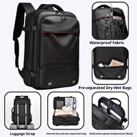 Tas punggung Laptop pria dan wanita, ransel Laptop bepergian, tahan air 35 Liter untuk lelaki dan perempuan dengan Port pengisian Usb