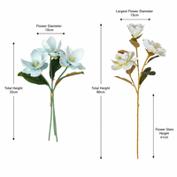 Nouvelle fleur de magnolia artificielle réaliste à 3 têtes, décoration de maison, décorations de fête, cadeaux pour la Saint-Valentin