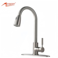 Robinet de cuisine moderne en acier inoxydable 304 à poignée unique, à poser sur le plan, rotation à 360 degrés, mitigeur eau chaude/froide, valve en céramique