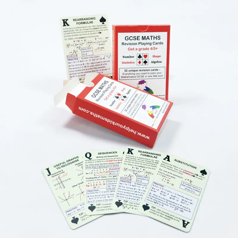 Custom Impresso Matemática Revisão Card Game Baralho Vamos falar Aprender jogos de cartas para crianças