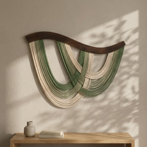 Tapiz de Macramé Bohemio, Diseño Abstracto, Arte de Cuerda de Algodón, Forma Irregular, Decoración de Interiores, Ecológico, Tejido a Mano - Product Image 3