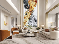 Panneau mural en PVC marbré imperméable et ignifuge de conception moderne Runwood 1220x2440x3mm pour l'intérieur des hôtels, panneau UV