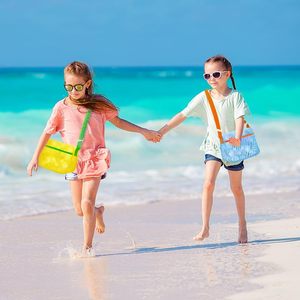 Borse a rete per la raccolta di conchiglie con tracolla regolabile e chiusura a cerniera per bambini, ideali per la spiaggia - Product Image 4