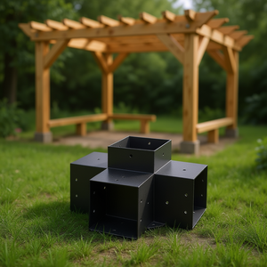 Kit de Soportes de Esquina de Alta Resistencia de 4 Vías, 6 x 6 Pulgadas, Acero con Recubrimiento en Polvo, para Pérgolas Exteriores, 4 Piezas - Product Image 2