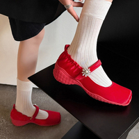Collections Automne 2026 – Chaussures Décontractées Super Élégantes à Bout Carré et Strass Floraux Style Ballerines Mary Jane pour Femme