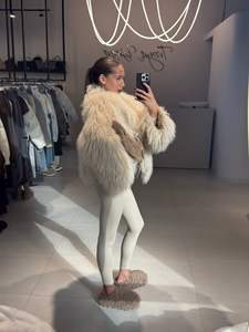 Giacca in Ecopelliccia Bianca da Sci, <span class=keywords><strong>Cappotto</strong></span> in Lana Ecologico Slim Fit <span class=keywords><strong>con</strong></span> Maniche Lunghe - Product Image 6