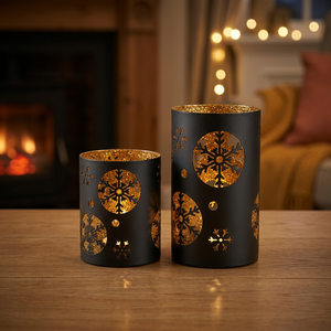 Porte-bougie cylindrique en fer gaufré motif sapin de Noël, étanche, sans plomb, fait main, écologique, durable, Saint-Valentin, Sonnet - Product Image 3