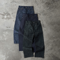 Jeans en denim à lisière indigo bruts japonais personnalisés pour hommes pantalon en denim épais vintage large coupe droite non lavé
