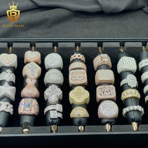 Anello da <span class=keywords><strong>Uomo</strong></span> in <span class=keywords><strong>Argento</strong></span> Sterling <span class=keywords><strong>925</strong></span> con Moissanite Iced Out, Stile Hip Hop, Testato con Diamanti, Prezzo all'Ingrosso - Product Image 1