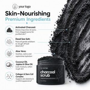 Exfoliante de Sal del Mar Muerto con Colágeno y Carbón Vegetal ODM OEM, Desintoxica los Poros, Suaviza la Textura Áspera, Mejora la Piel Opaca y Desigual - Product Image 4