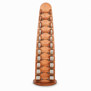 Haltères de luxe en bois de cerisier avec support, logo personnalisé KG LB, ensemble de 10 paires d'haltères pour boutique, hôtel, salle de sport à domicile, Rongle Vertical Du - Product Image 3