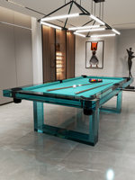 BOJAZND TB-99 Table de billard de luxe haut de gamme en verre cristal de style italien pour villa et maison, en acrylique noir, modèle standard pour billard américain à 8 boules