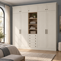 Armoire sur mesure intégrée pour chambre à coucher, dressing mural complet, meuble de rangement moderne en contreplaqué, dressing walk-in durable pour salon