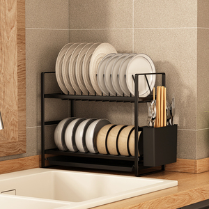 โลหะเฟอร์นิเจอร์รถไฟชั้นวางจานผู้ถือห้องครัวที่มีการระบายน้ำ - Product Image 3