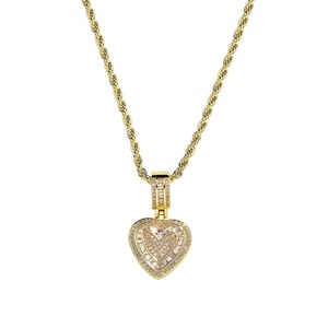 Collar de Metal Dorado Colorido para Mujer, Colgante de Corazón con Circonitas Cúbicas, Cadena de Tenis, Joyería Hip Hop Iced Out, Artículos de Regalo - Product Image 5