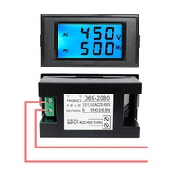 Voltmètre numérique AC, compteur de fréquence Hertz/HZ, panneau AC 80-300V 110V 220V, compteur de fréquence 45,0Hz-65,0Hz, double écran LCD, moniteur 2 en 1
