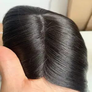 Beauty girl Hair Vendor Custom Human Hair Silk Top With Wefted Back Jewish Wig Topper human hair womens toupee replacement